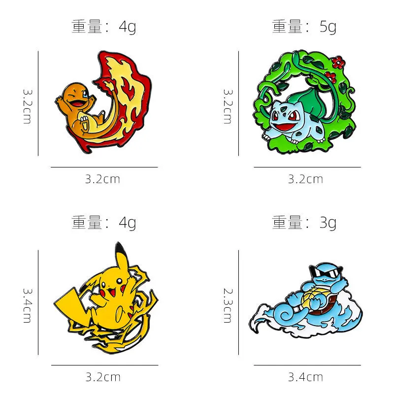 Pokemon Kawaii Enamel Pins Anime Gmae Pikachu Charmander Bulbasaur Brooches Backpack Pin Accessories for Friends Jewelry Gift