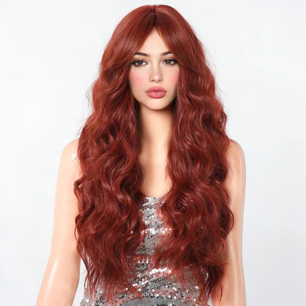 Picture 5: Easihair Reddish Brown Red Long Wavy Wig Heat Resistant Synthetic Hair Natural Looking Wigs for Women Party Cosplay Daily Wear