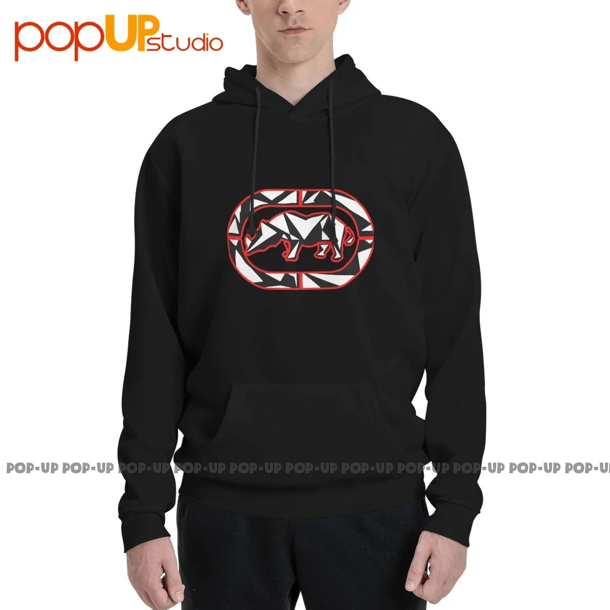 Ecko_Unltd Raised Reflective Silver Tribal Logo Hoodie Sweatshirts Hoodies Best Design Splicing High Quality