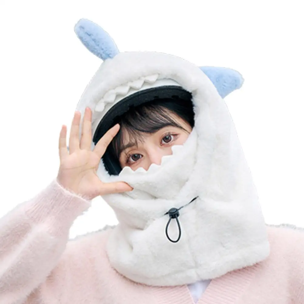 غطاء خوذة تزلج على شكل قرش كرتوني شتاء دافئ مريح ناعم كاجوال كارتوني لطيف غطاء خوذة مزخرف غطاء ناعم لتدفئة الرقبة
