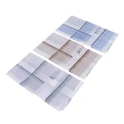 3pcs Handkerchiefs Vintage Style Plaids Square Hanky Kerchiefs Party Hankie