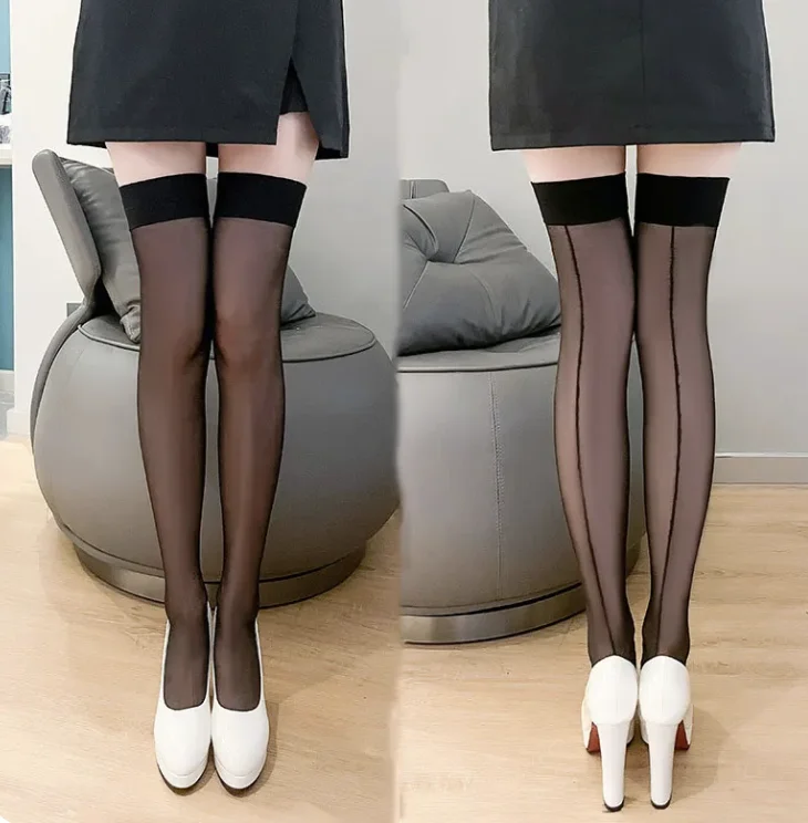 Ultra-thin Sexy Stockings Calssic Cuba Line Stockings Transparent Stockings for Women Underwear Erotic Clothes Vintage Lingerie