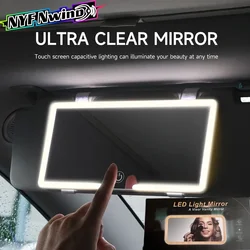 Large Screen Car Vanity Mirror,Rechargeable,Touch Sensor,Cosmetic Mirror,3 LED Light Modes, Stepless Dimming Visor,Makeup Mirror