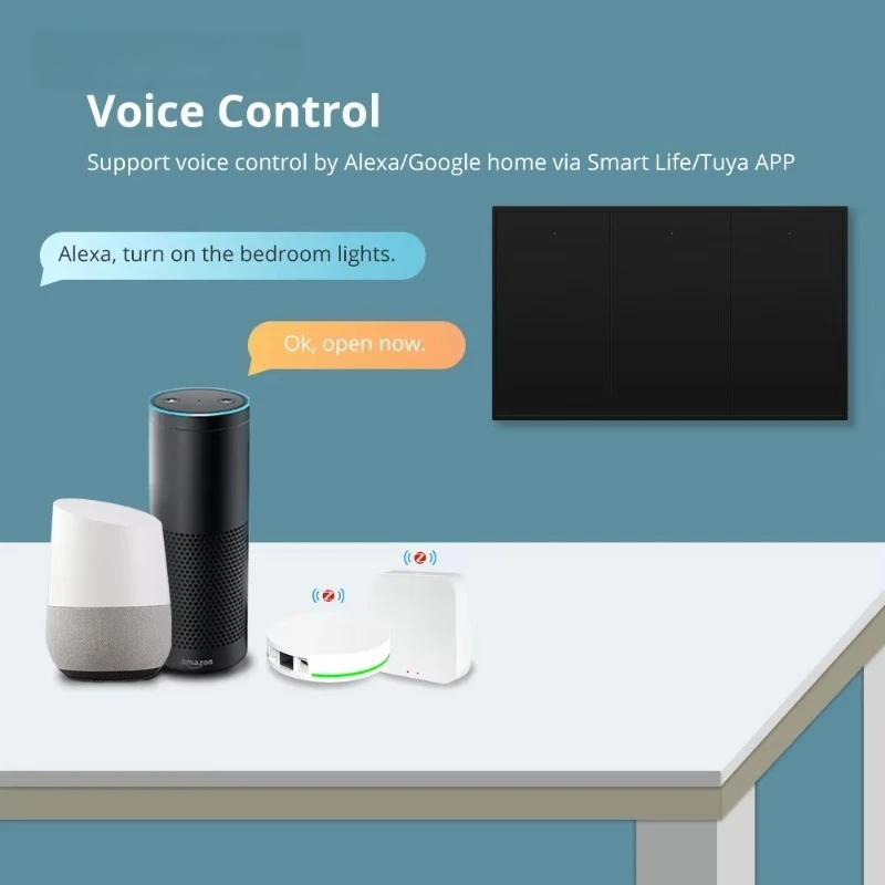 No Neutral Black Interruptor 1 2 3 Gangs Wall Light Switch Smartthings Edge Control Alexa Google Home