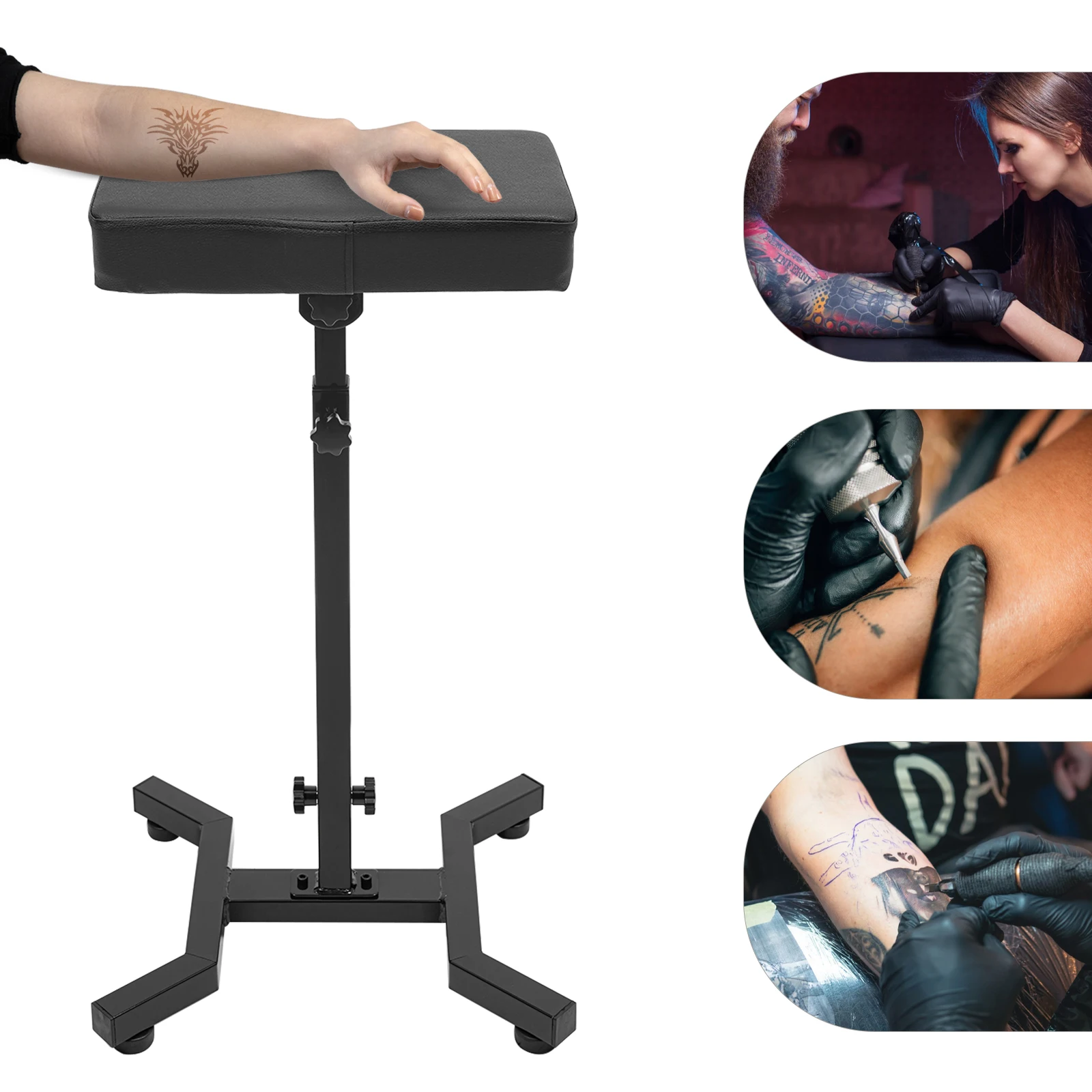 70-99cm Adjustable Tattoo Armrest Stand Ergonomic Black Stool With Height And Angle Adjustment Used In Beauty Salons, Nail Salon