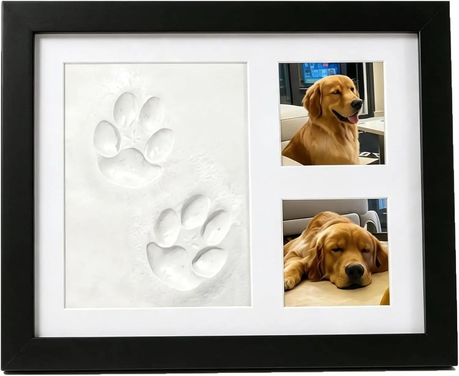 Kit commémoratif DIY pour empreintes de pattes d'animaux avec moule en argile et cadre photo, coffret cadeau exquis pour chiens, chats, couple d'animaux, souvenir créatif pour animaux de compagnie