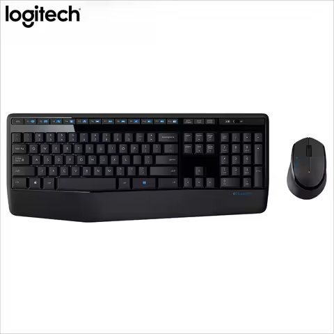 Logitech MK345 Comfort Wireless Keyboard Mouse Set - Palm Rest, 24M Keyboard Battery, 2.4G Unifying USB, Home Office Desktop PC