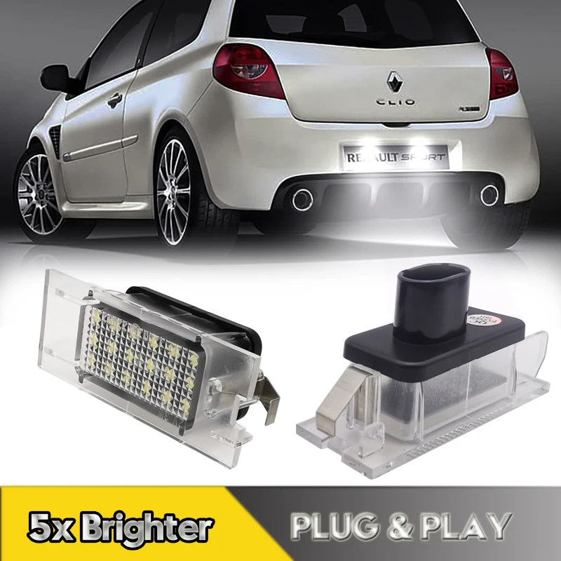 2Pcs LED Number License Plate Light Lamps For Renault Clio 3 Laguna Megane Master Opel Movano A Nissan Interstar OEM#7700796163