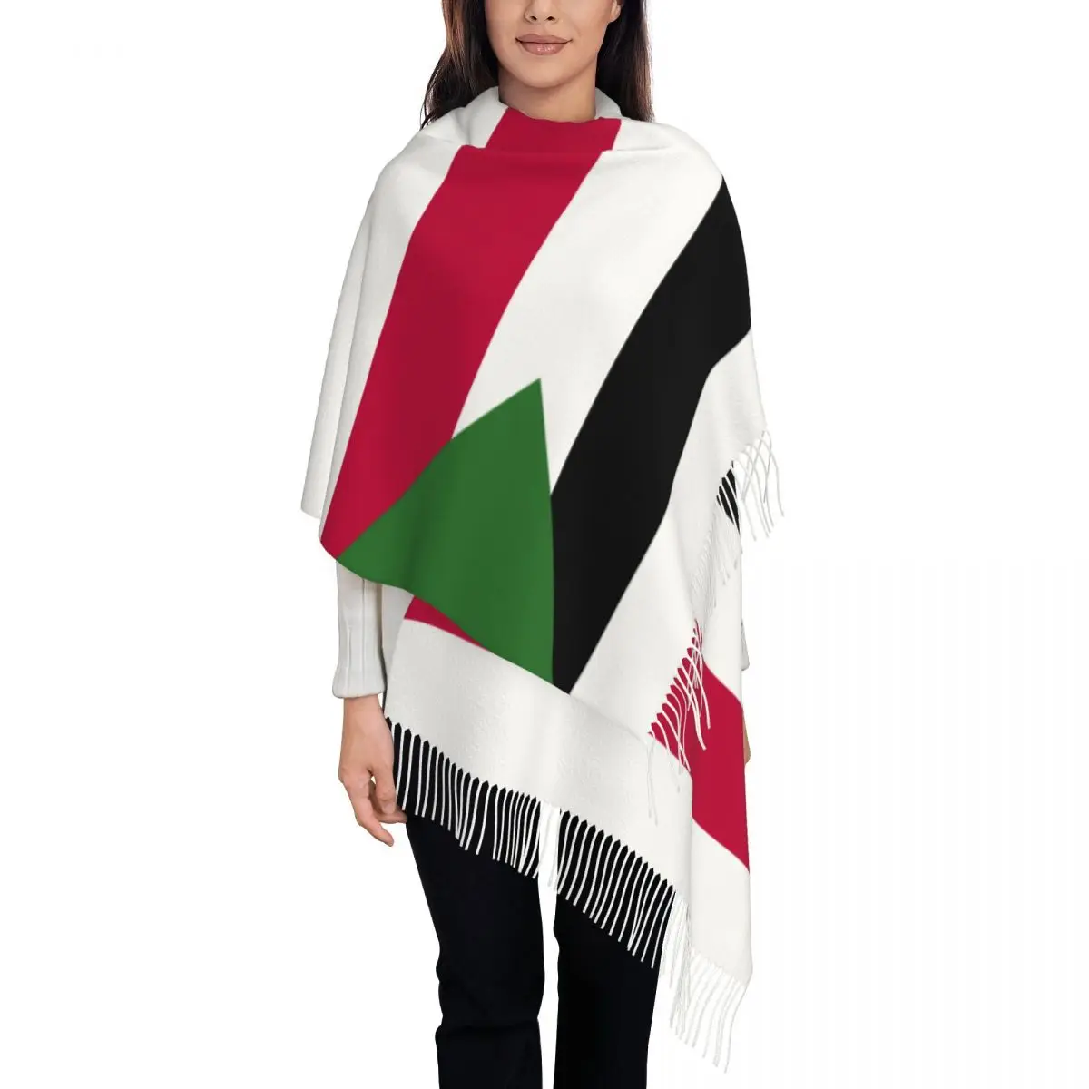 Sudan Flag Women's Pashmina Shawl Wraps Fringe Scarf Long Large Scarf