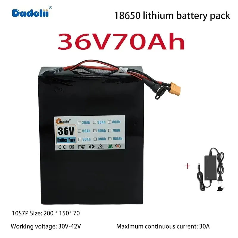

10S7P 36V70Ah high-capacity lithium battery pack, new battery cells with long lifespan and stable performance