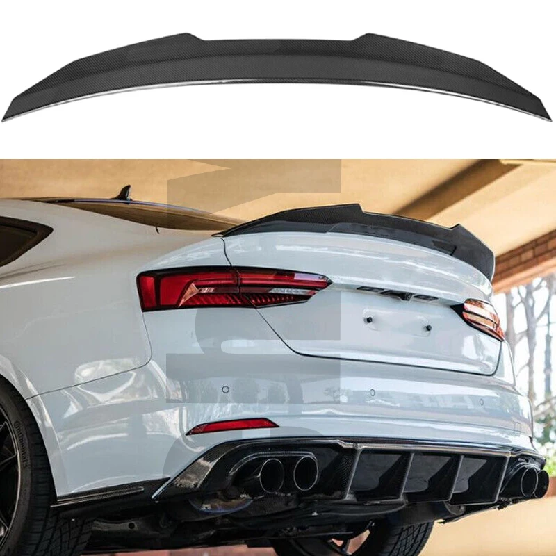 

For Audi A5 S5 RS5 B9 2017-2024 4Door Coupe Sportback PSM Style Fiberglass Material And Forged Real Carbon Fiber Rear Spoiler