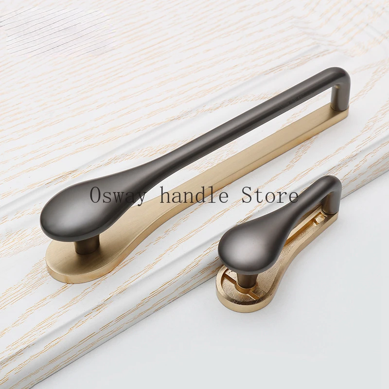 Zinc alloy modern simple cabinet wardrobe handle black copper two-color light luxury cabinet door handle