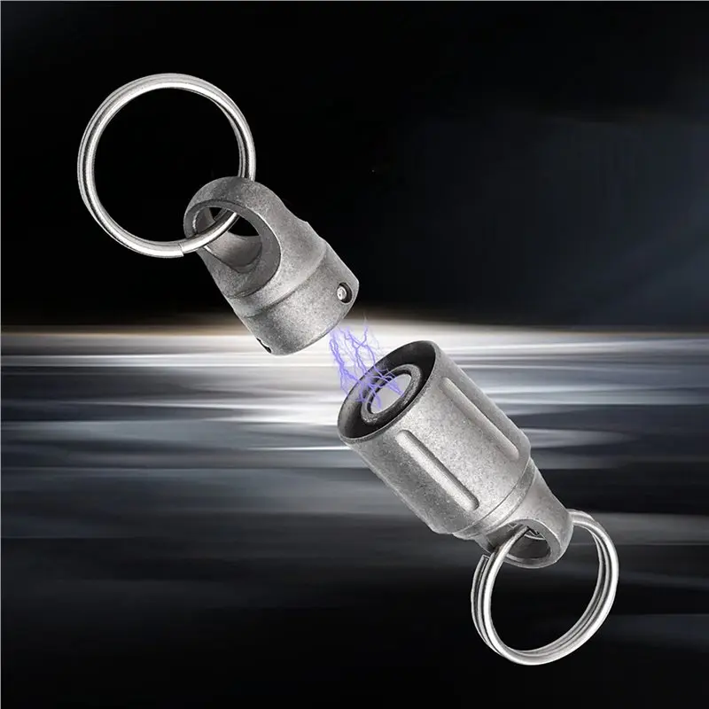 AA84 2X Titanium Alloy Magnetic Key Holder, Quick Release Keychain, Detachable Keychain, Safely Lock System, 360 ° Rotatable