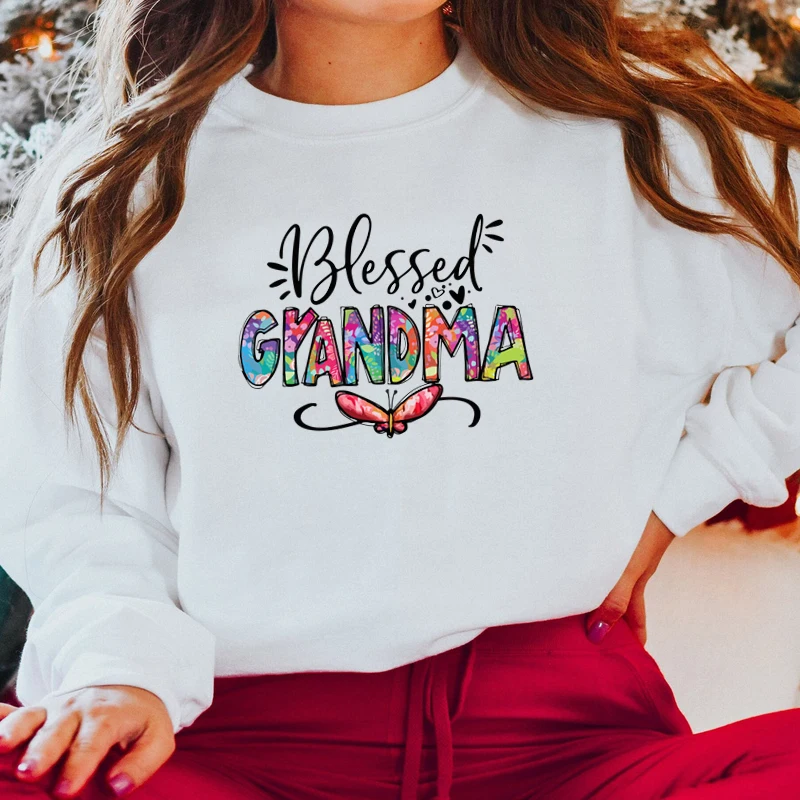 Blessed Grandma Vintage Motivational Sweatshirt for Ladies Winter Clothes Women Christian Festival Clothing Hoodie Dropshipping