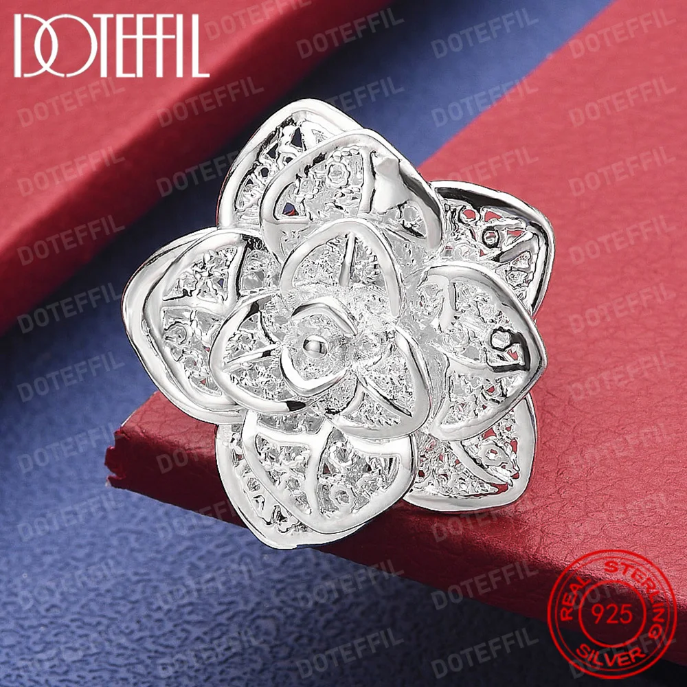 

Кольцо из стерлингового серебра 925 пробы с трехуровневым цветком для женщин, модное свадебное, помолвочное, вечерние, подарок, очаровательные ювелирные изделия