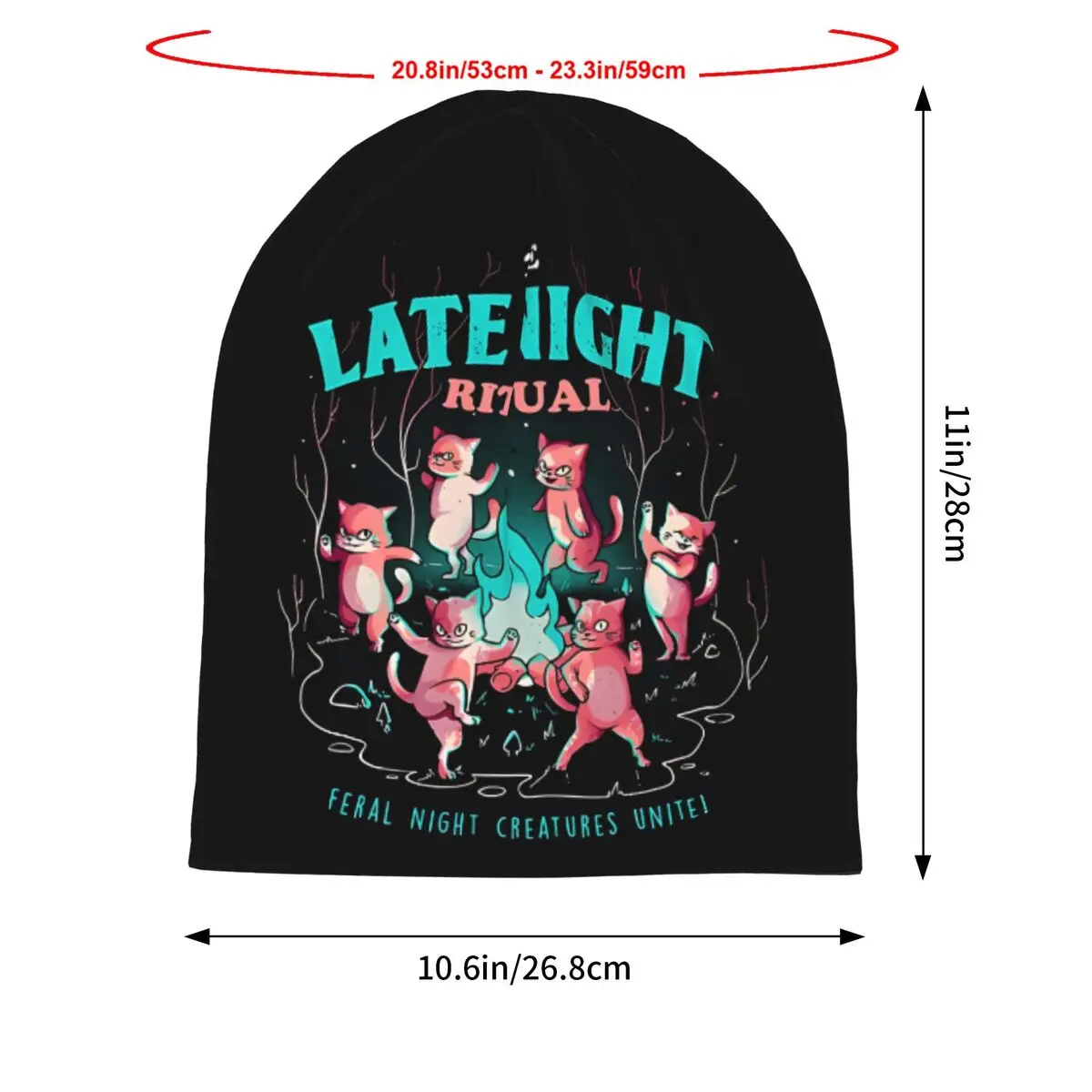 The Late Night Ritual - Cute Evil Cats Scarf Men Women Thin Beanies Cycling Ski Cap Double Layer Fabric Bonnet Hat