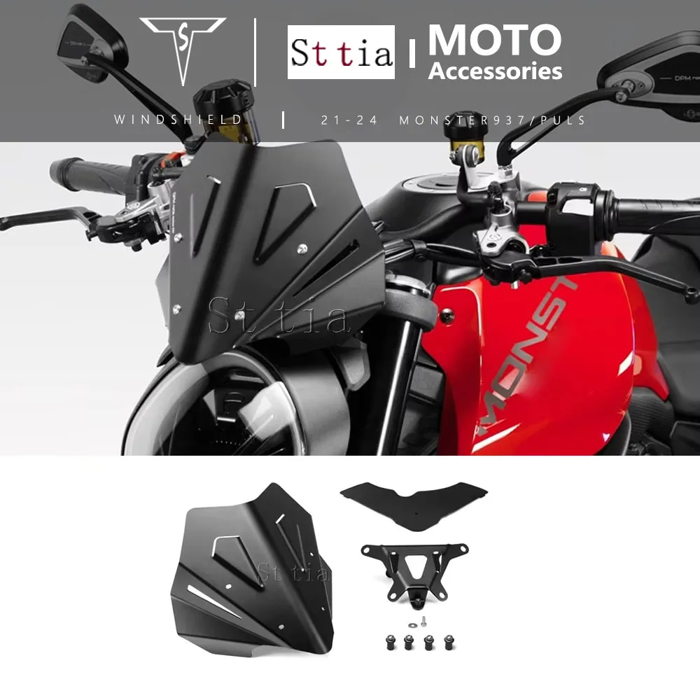 

Motorcycle Accessories For DUCATI MONSTER 937 Plus 2021- 2024 MONSTER937 Windshield Windscreen Aluminum Wind Shield Deflectore