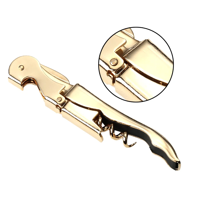 Gold Plated Corkscrew Double Hinge Waiters Wine Key Bottle Opener Party Bottle Opener  for Restaurant Waiters or Bartenders