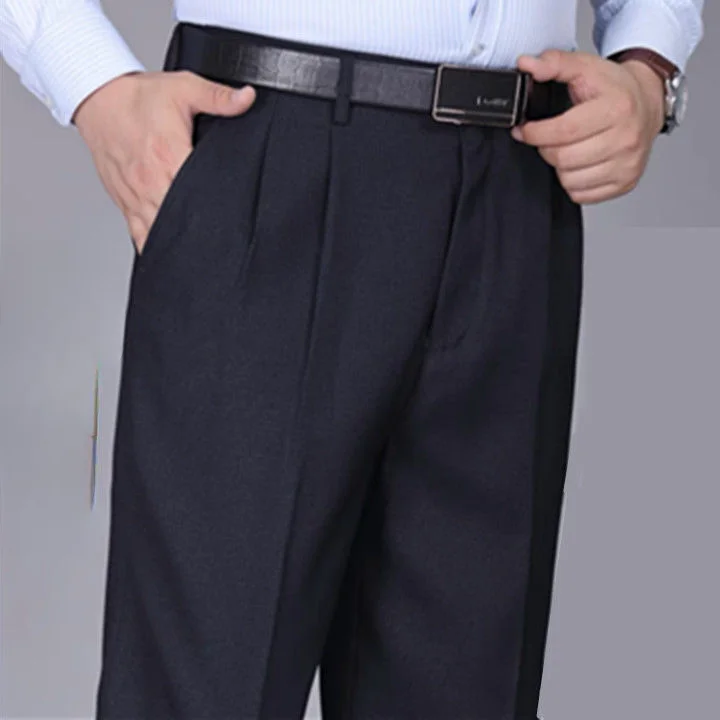 

2023 New Design Men High Waist Trousers Solid England Business Casual Suit Pants Belt Straight Slim Fit Bottoms Clothing A153