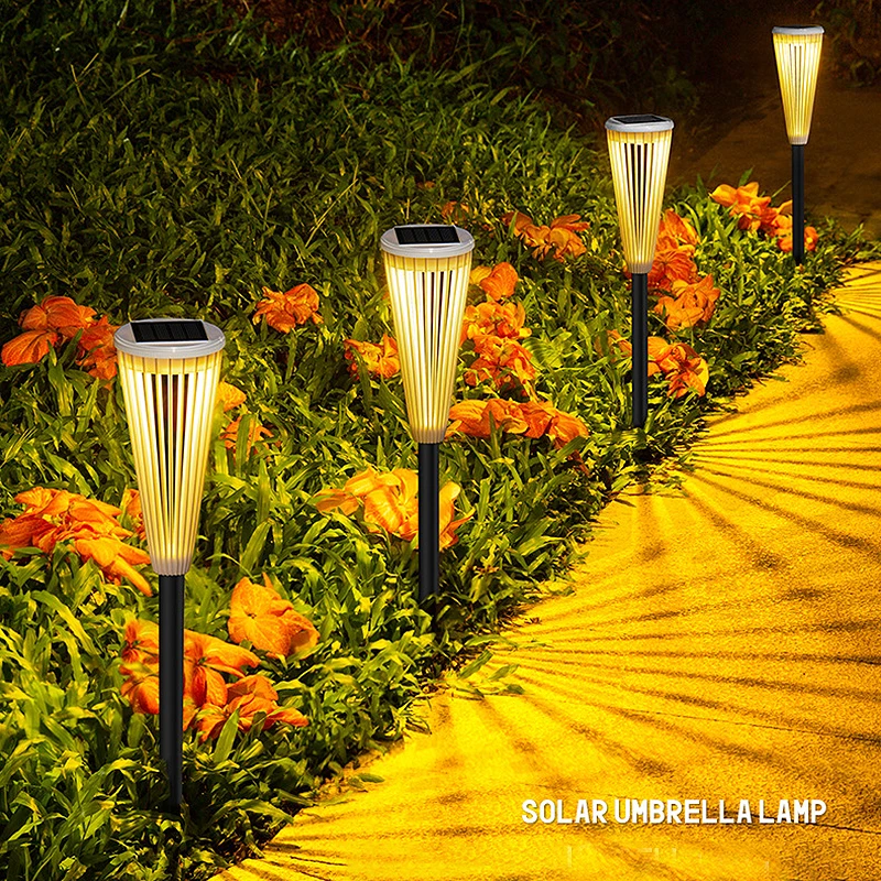 

2/4/6pcs New Hollow Solar Light Umbrella Decorative Landscape Light Garden Waterproof Outdoor Garden LED Ground Lawn Lamps Hot