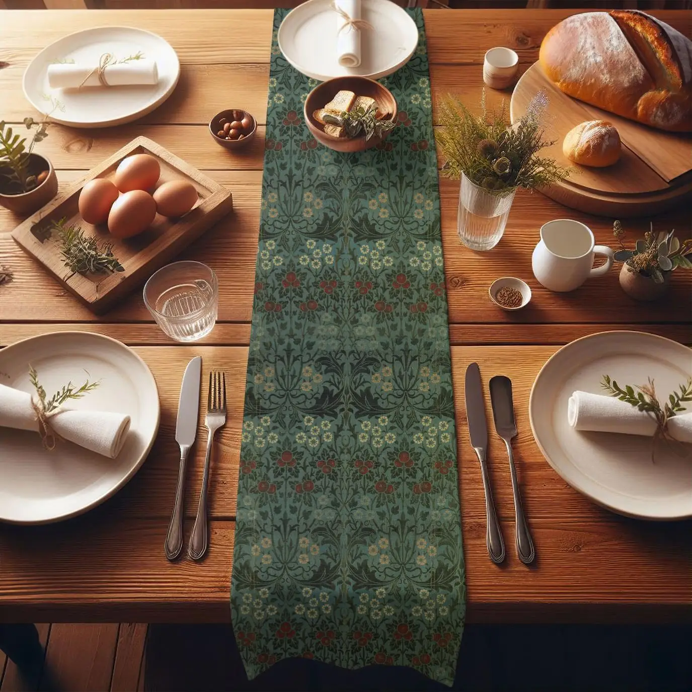 William Morris Art Table Runner - British Arts & Crafts Vintage Kitchen Dining Decor