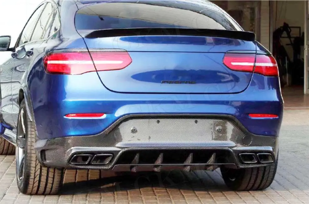 

Углеродное волокно для Mercedes Benz GLC C253 coupe Sport GLC300 GLC250 GLC63 2017-2019, диффузор заднего бампера с насадками для выхлопных газов