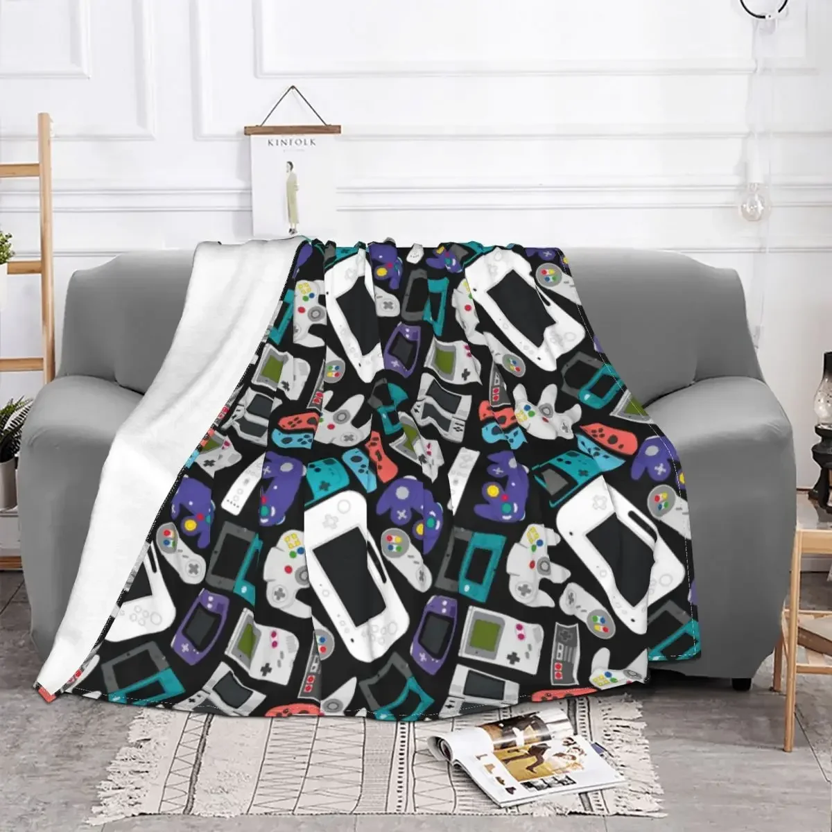 

3d Print Gamer Controller Blanket Flannel Textile Decor Game Multi-function Throw Blanket for Bedroom Bed for Children Sleep
