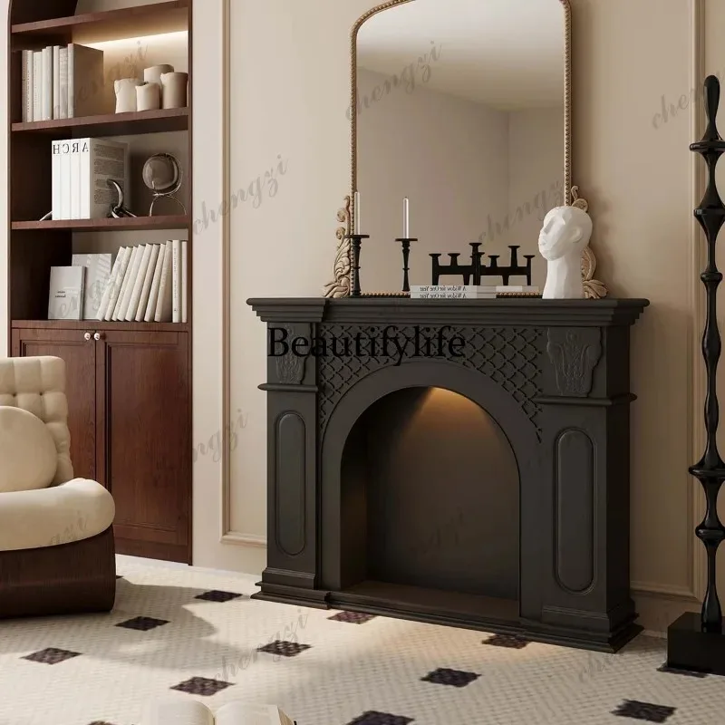 HR French fireplace elegant wind fireplace cabinet carving art style living room European decorative cabinet modern