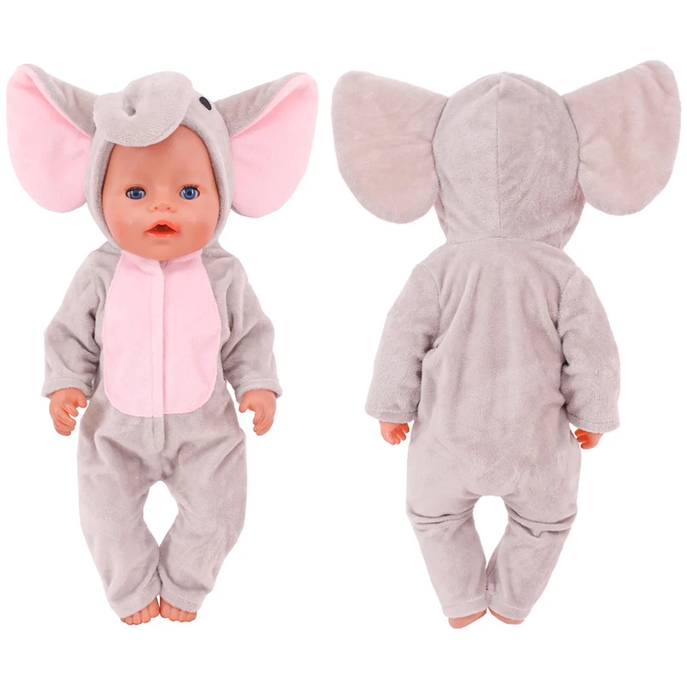 43Cm Baby New Born Clothes For 18 Inch American Doll Girl Toy,Elephant Suit Animal Shaped Plush,Sequin Skirt,Our Generation