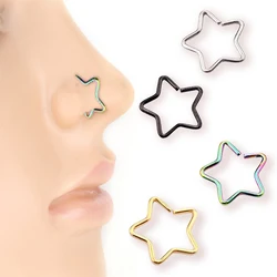 1pcs Pentagram Hoop Earrings Cartilage Piercing Nose Rings Stainless Steel Ear Tragus Helix Daith Stud Women Body Jewelry
