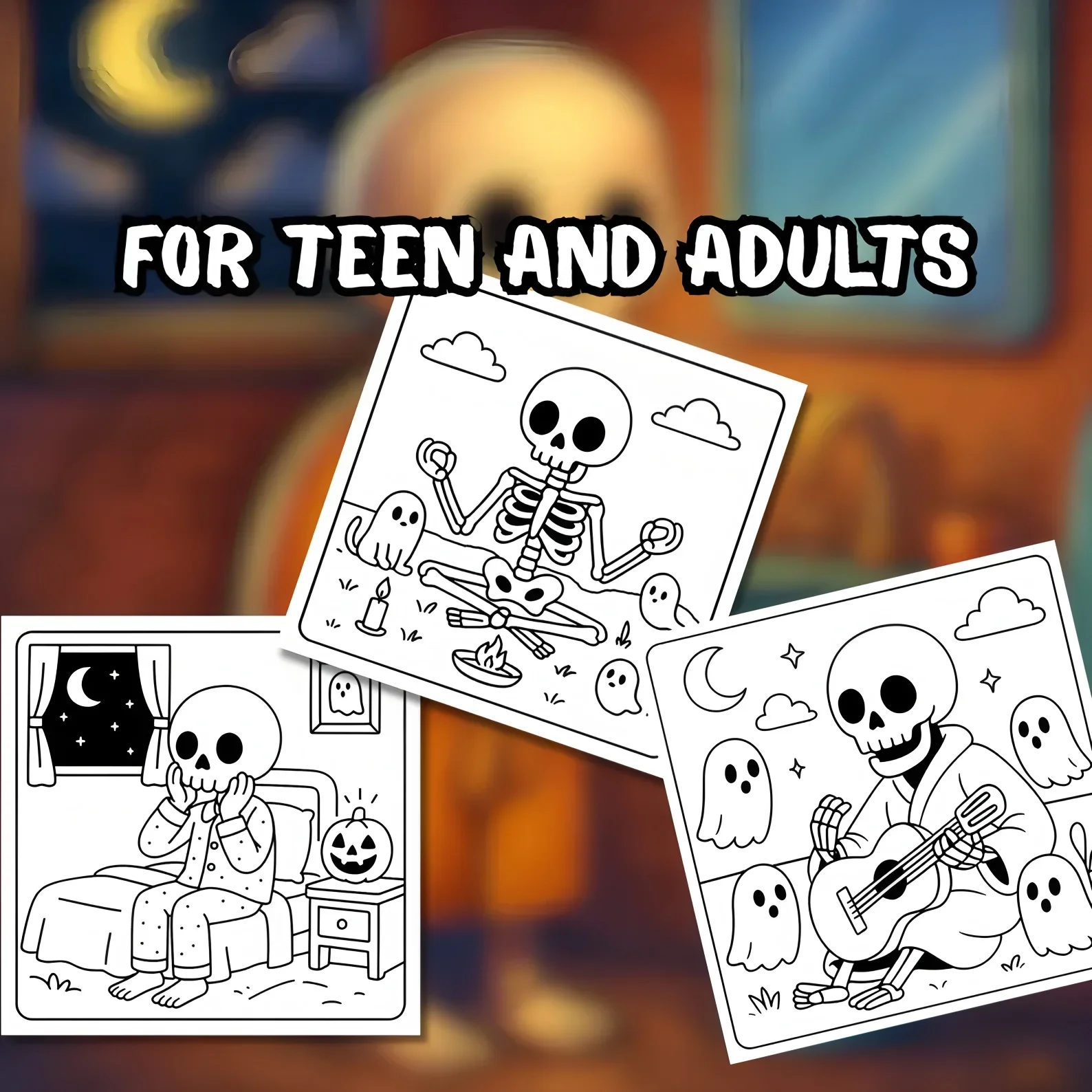 Livro de colorir assustador para adultos |   Livro para colorir de 28 páginas, materiais de desenho para Natal, Ação de Graças