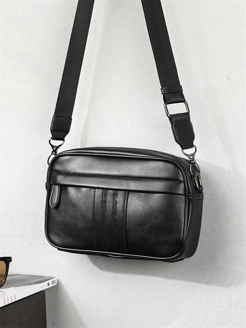 Multifunctional Men Messenger Bags Cowhide Leather Cell Phone Belt Pack Simple Portable Multi-pockets Casual for Outdoor Sport