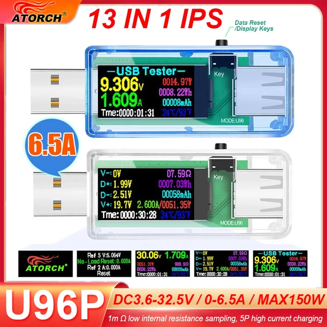 U96P 13 w 1 Tester USB Wskaźnik napięcia prądu Amperomierz elektryczny Miernik mocy Cyfrowy multimetr DC Woltomierz Watomierz