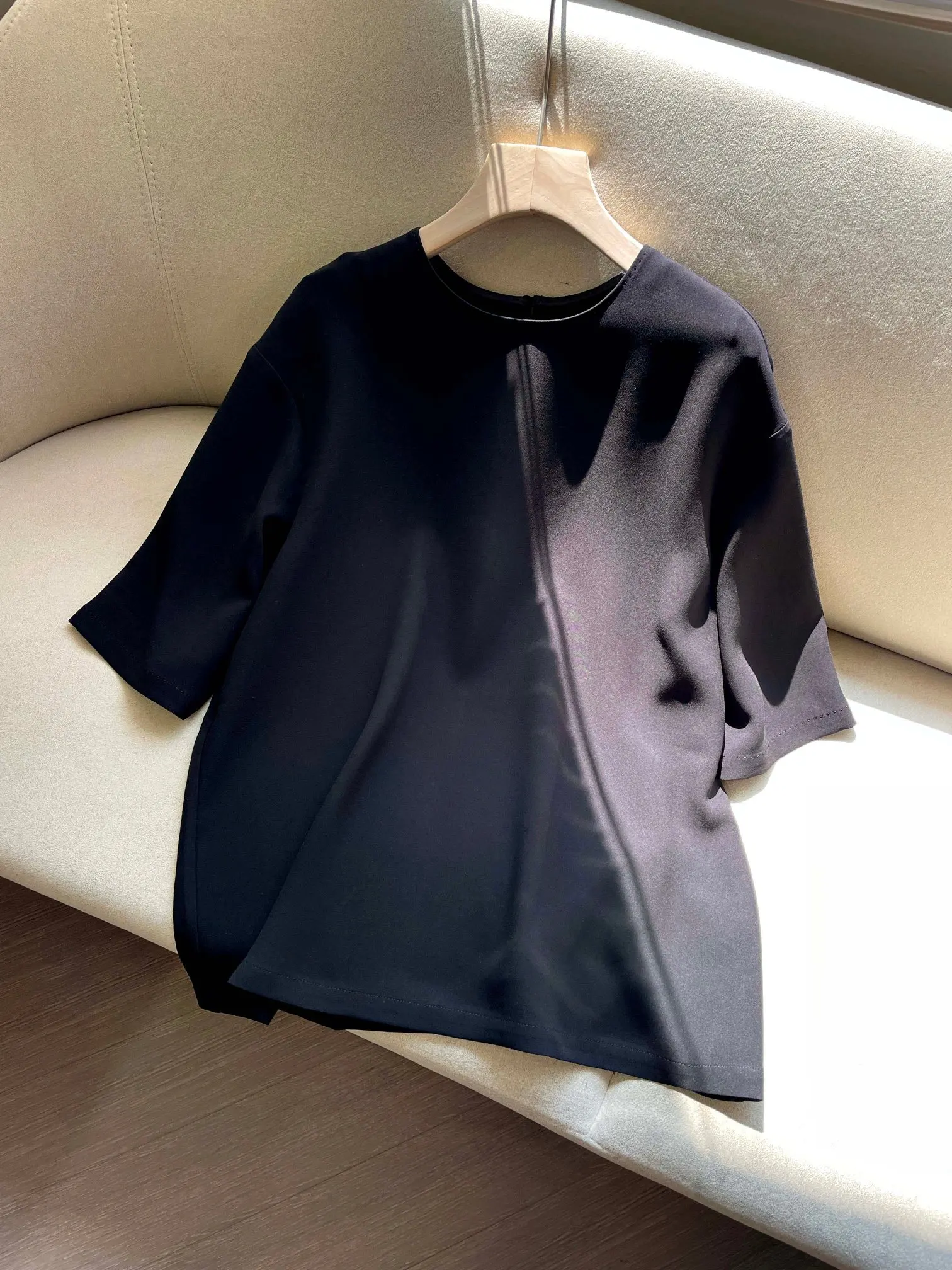 

New Spring/Summer High-Quality Fashionable Casual Acetate Round Neck Short-Sleeve Women'S