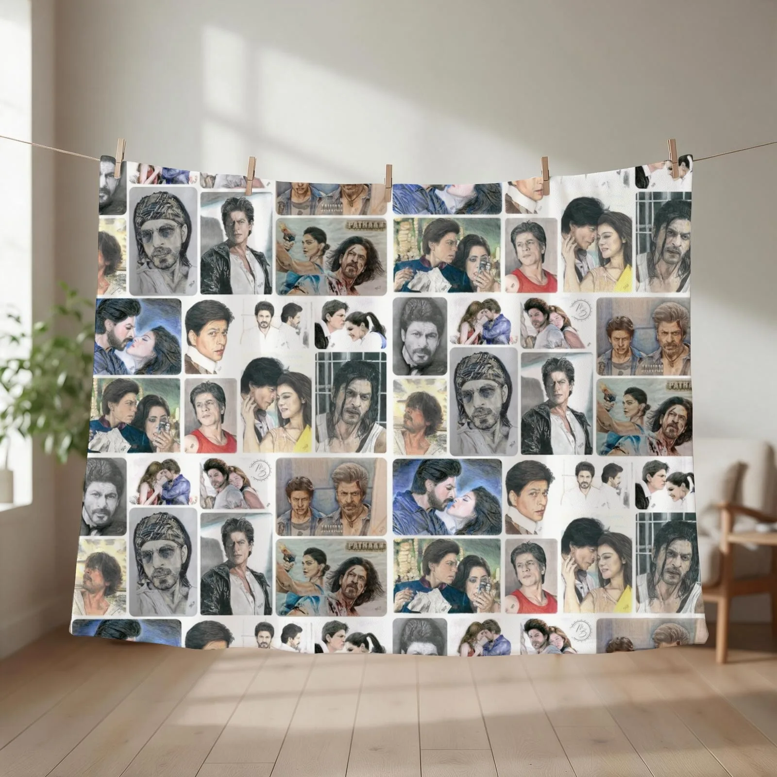 SRK Collage 2.0 hand painted Throw Blanket couch cozy soft plush fuzzy picnic outdoor blanket