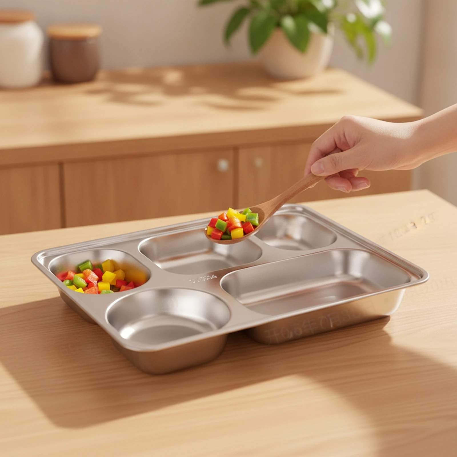 Divided Serving Tray Metal Divided Tray Serving Platter with Compartments Food-Grade Tableware Long-Lasting for Children