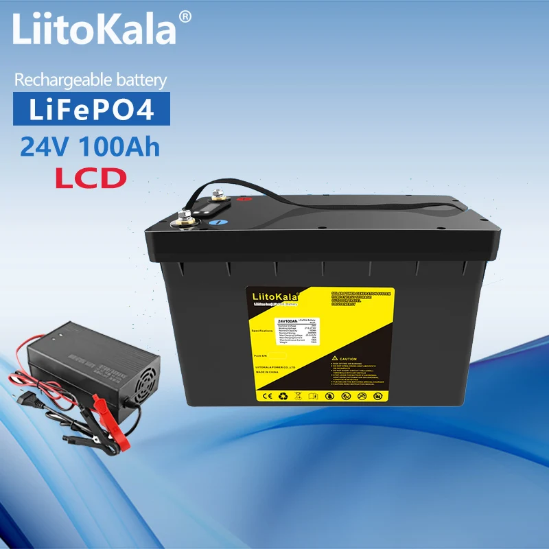 

LiitoKala 24 в 100 Ач LiFePO4 батарея Солнечный Гольф-автомобиль для вилочного погрузчика водонепроницаемый аккумулятор для инвертора, солнечная система, лодочный мотор