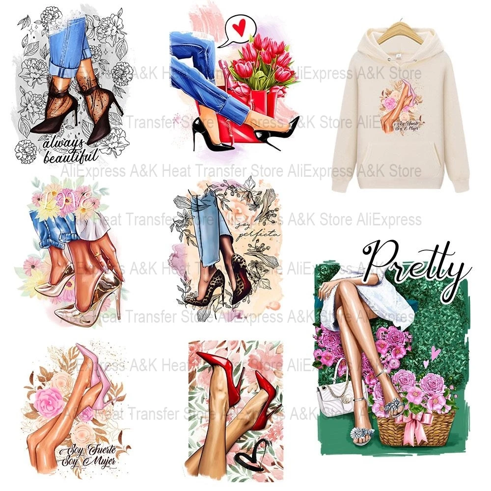 

High Heels Thermal Stickers for Ladies, Washable Vinyl Decals, Iron On Patch, Clothing Crafts, DIY Accessory, Heat Transfer