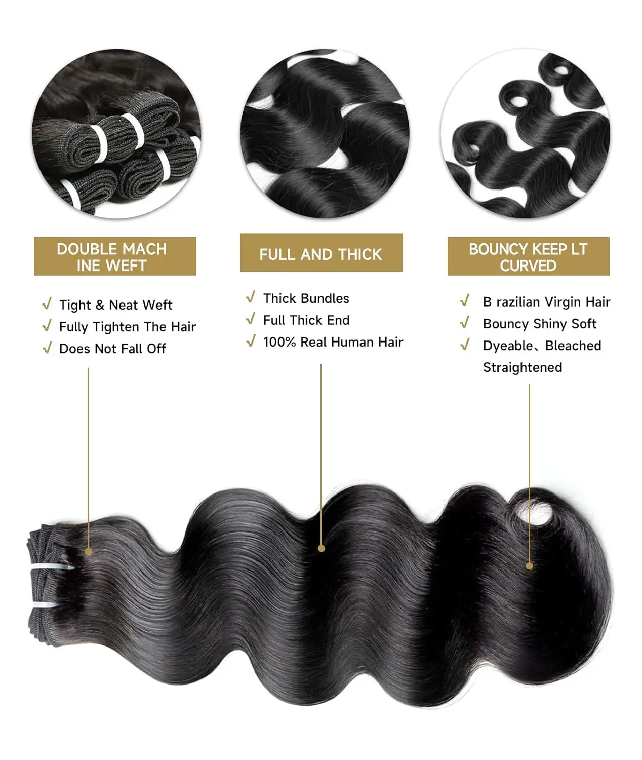 Onda do corpo Pacotes de cabelo humano, Remy, não transformados, Raw Virgin, 100% cabelo humano, extensões de onda de água, 4 Pacotes Deal