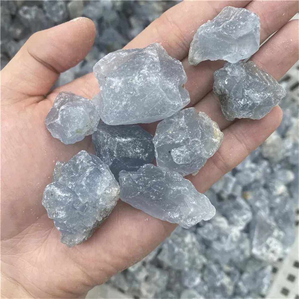 Natural Crystal Blue Celestite Irregular Mineral Healing  Gravel Stone Specimen Suitable For Aquarium Home Decor Crafts