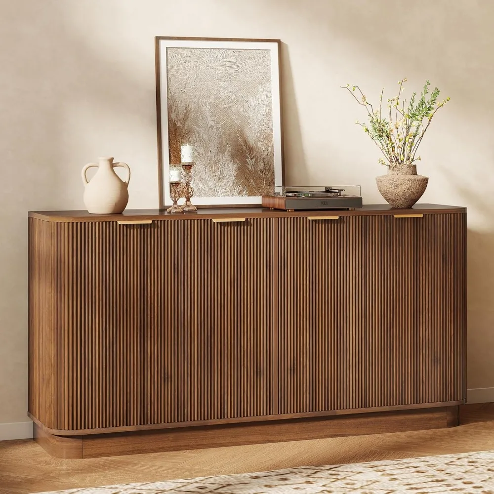 

63" Sideboard Buffet Cabinet with Storage, with 4 Doors & Adjustable Shelves, for Kitchen, Hallway,Modern Coffee Bar Table