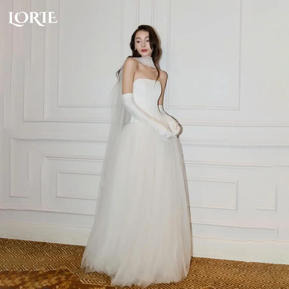 

LORIE Satin Modern Wedding Dresses Arabia A-Line Puff Bridal Gown Princess Bride Dress Customized Simple Dress
