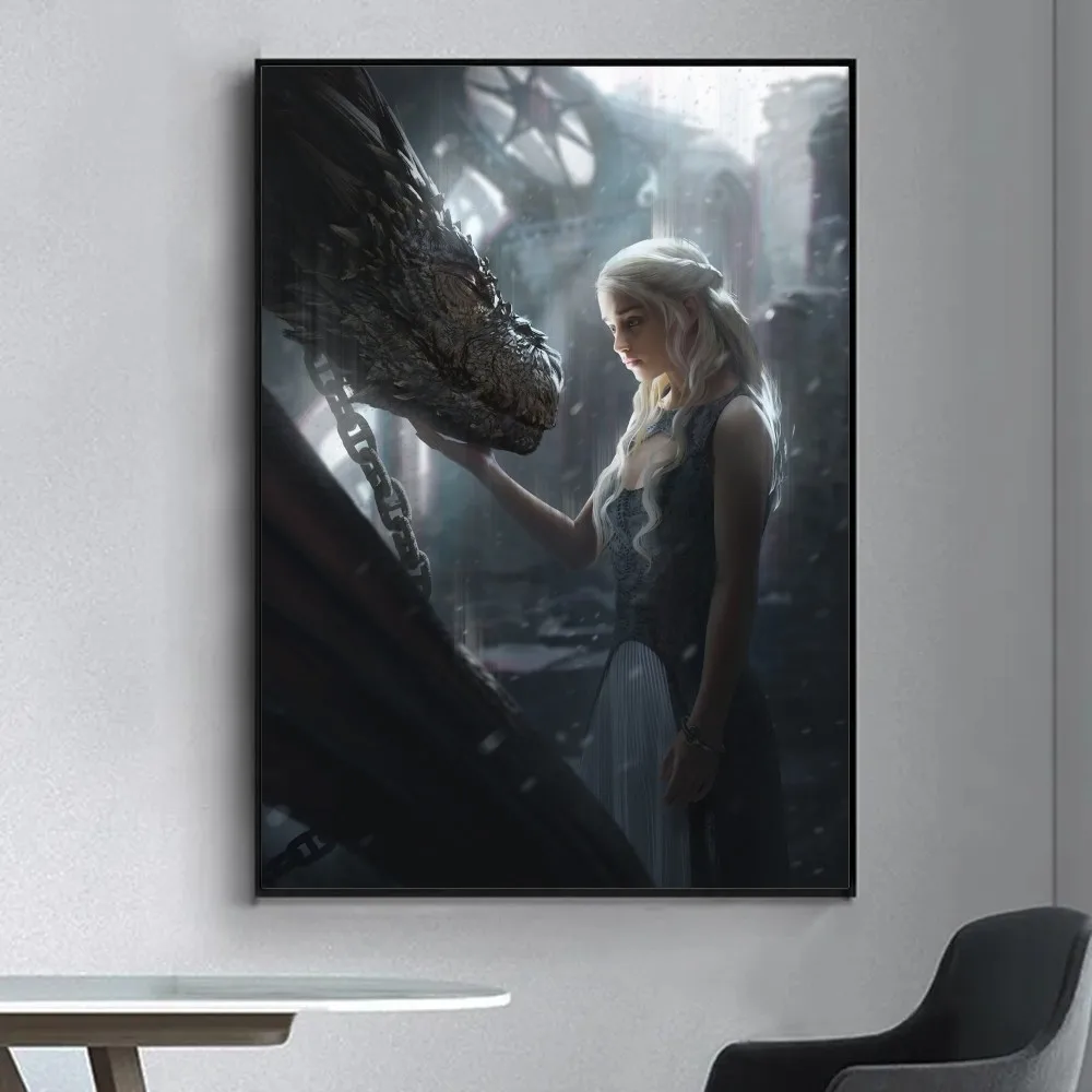 G-Game of Thrones dragon mother   Fancy Poster Wall Sticker for Living Room Bar Vintage Decorative Painting Middle