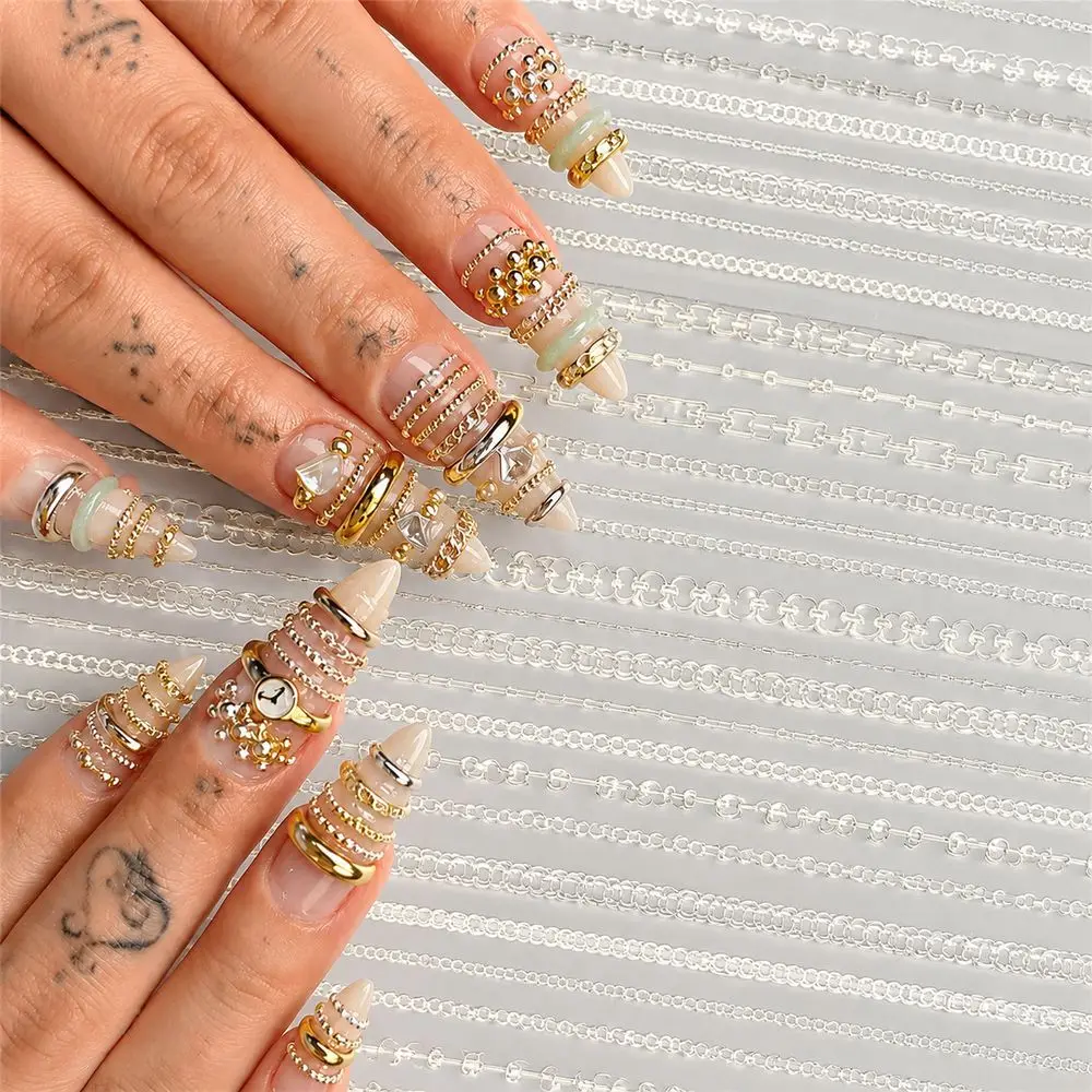 1Pc 3D Simulation Chain Nail Silicone Mold Multiple Chain Styles Mould Reusable DIY Manicure Making Accessory Supplies