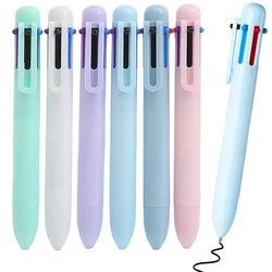 6-Color in 1 Creative Macaron Ballpoint Pen 0.5mm Press Pen for Students Colorful Gel Pen for Journal Planner Writing Supplies