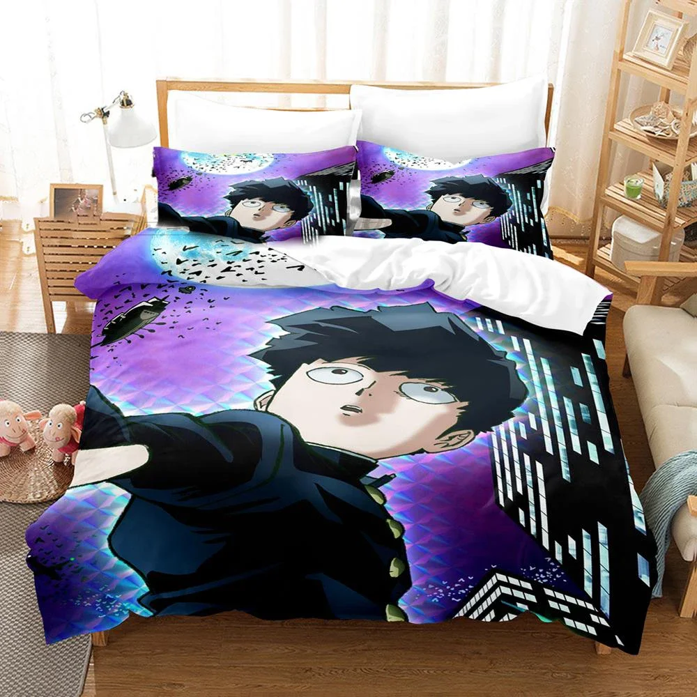 3D Printed Mob Psycho 100 Bedding Set Anime Kageyama Shigeo Duvet Cover set Double Twin Full Queen King Adult Kids Quilt Cover