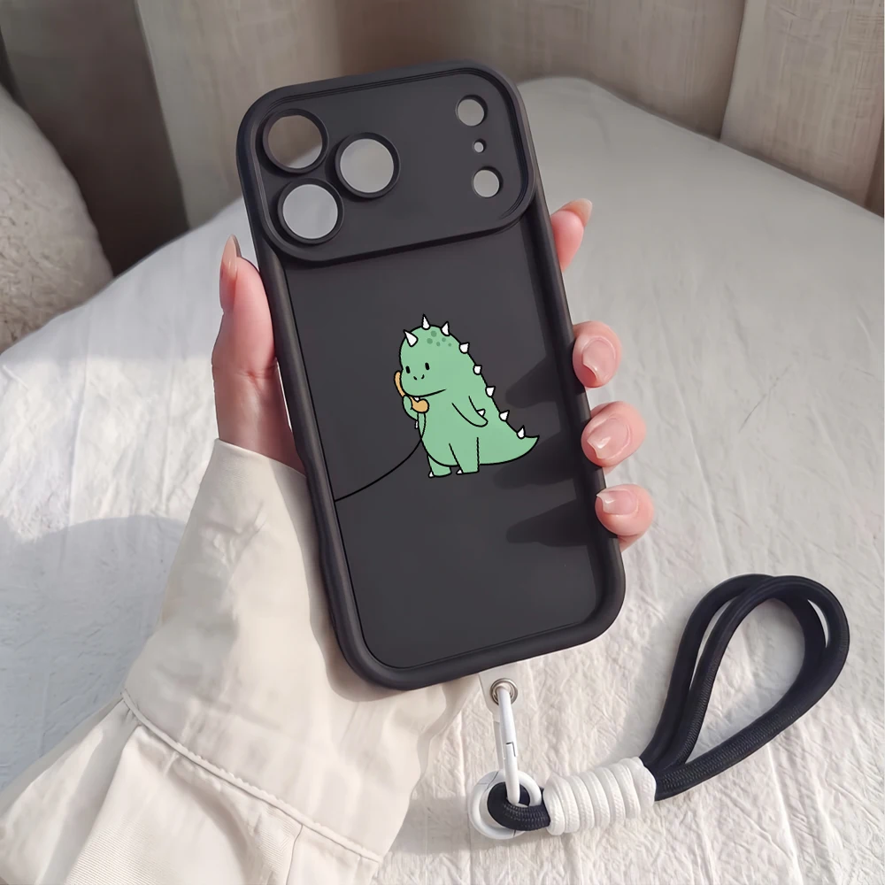 Grüne Dinosaurier-Lanyard-Handyhülle für Samsung Galaxy Note 20 S25 S26 Plus S24 S23 FE S24 S25 S23 Ultra A57 A55 5G Silikonhülle – Detail 1