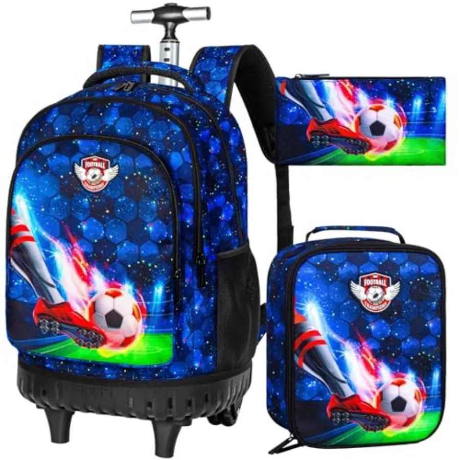 

for, 21 Inch Dinosaur Roller School Bookbag with Lunch Bag, Water Resistant Wheeled Backpacks for Teens Boys Elementary Travel