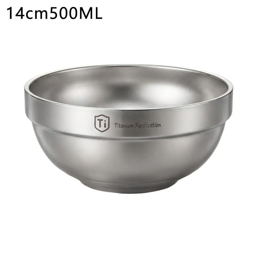 Reine Titan-Camping-Schüssel, doppelwandig, hitzebeständig, leicht, Outdoor-Schüssel, Reisegeschirr für Rucksackreisen, Picknick-Ausrüstung – Detail 2