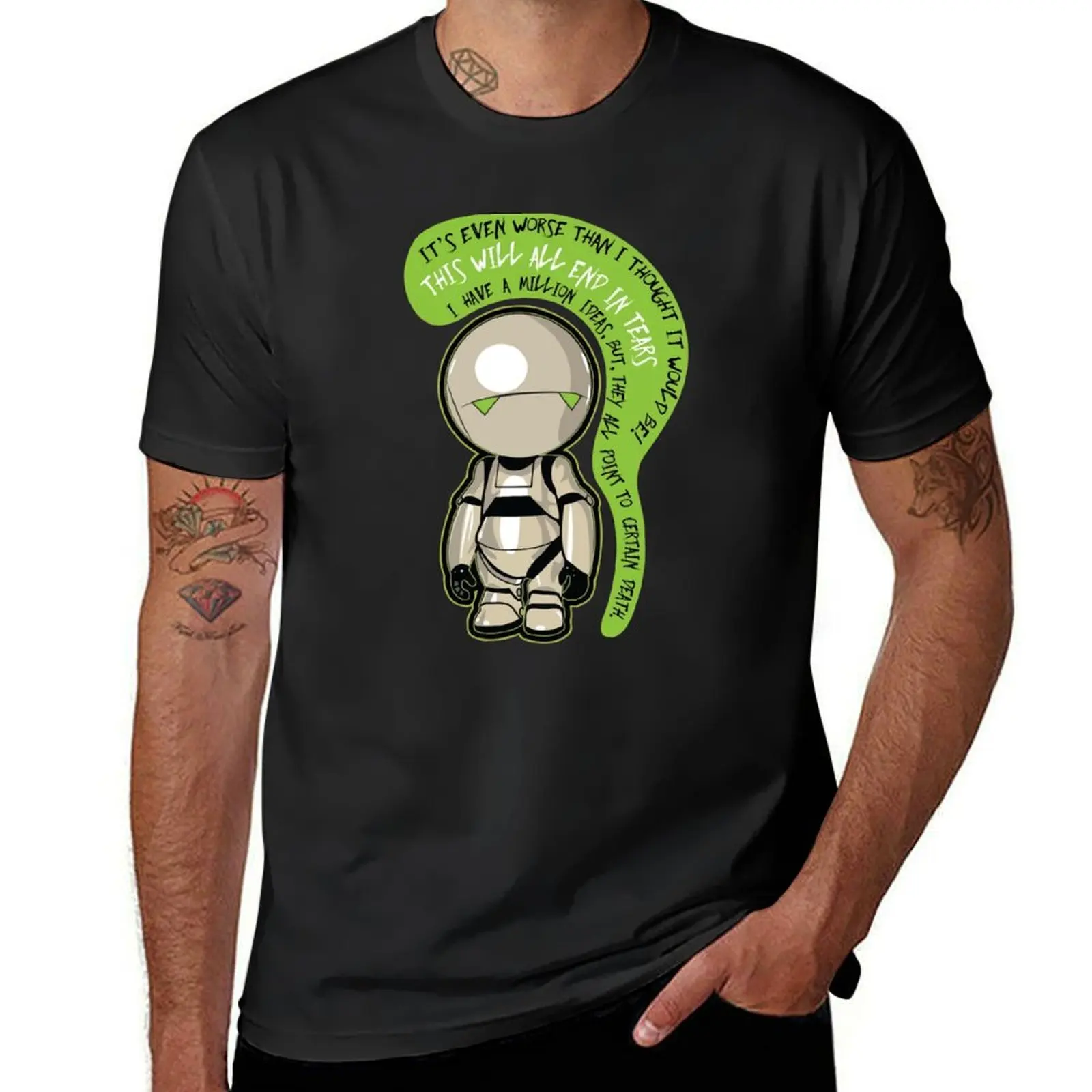 

Marvin the pessimist robot T-Shirt oversized summer clothes plus sizes mens graphic t-shirts